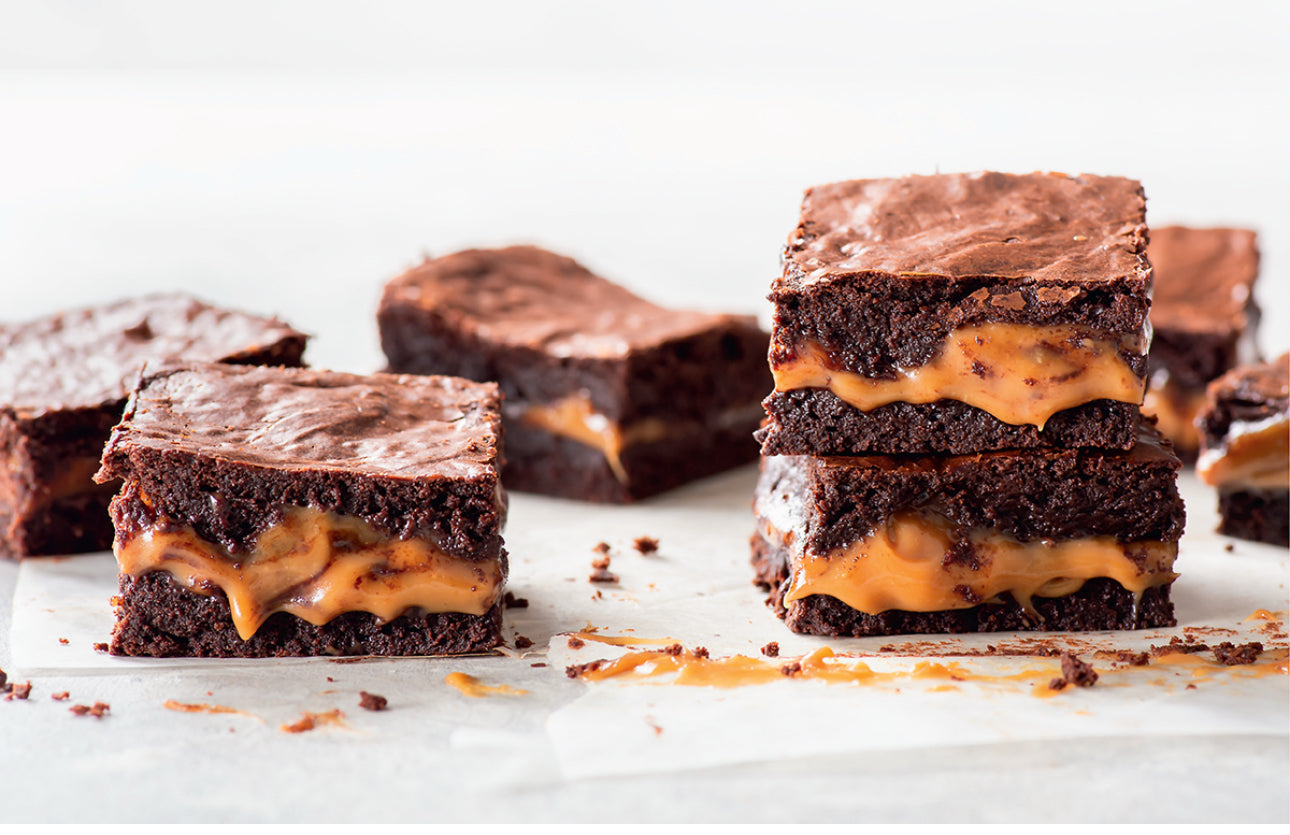 Gluten-free Salted Stuffed Caramel Brownies
