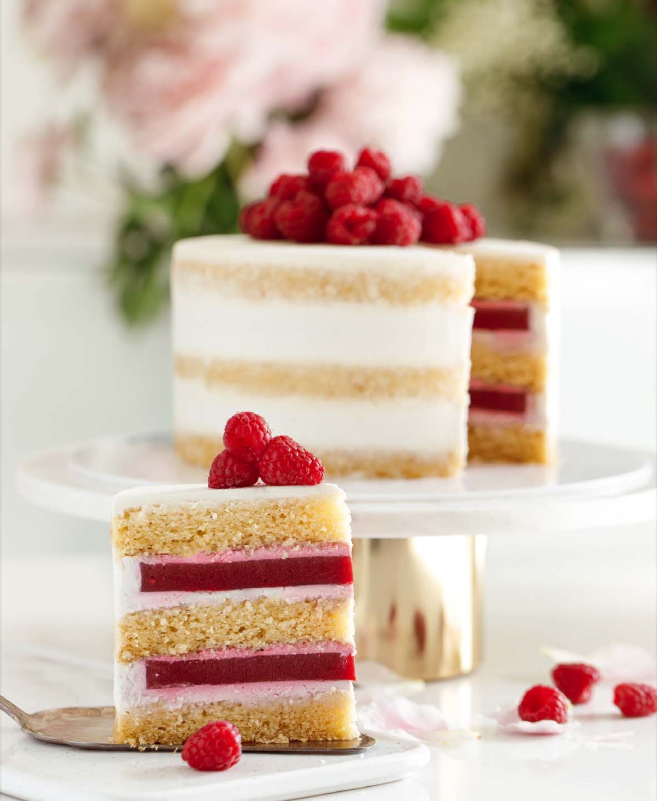 Vegan Low Calorie Coconut Cream and Raspberry Cake