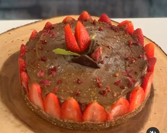 Keto Raw Vegan Chocolate Avocado Strawberry Cake