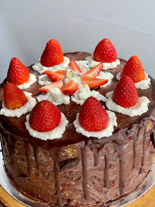 Keto Dairy free gf chocolate strawberry cake
