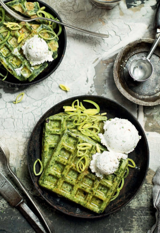 WAFFLES with spinach and cheese