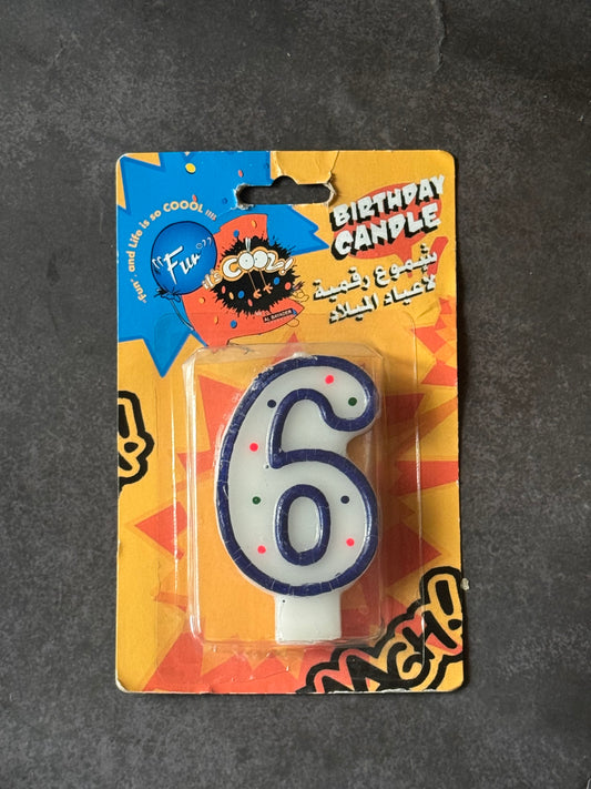 Number 6 birthday cake candle