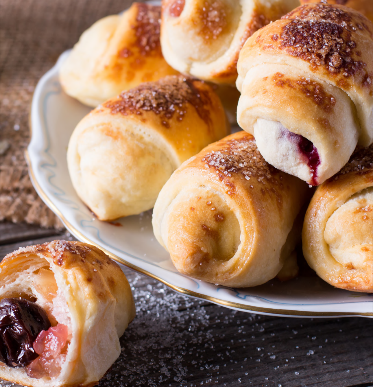 Low calorie gluten-free croissant with cottage cheese and organic jam