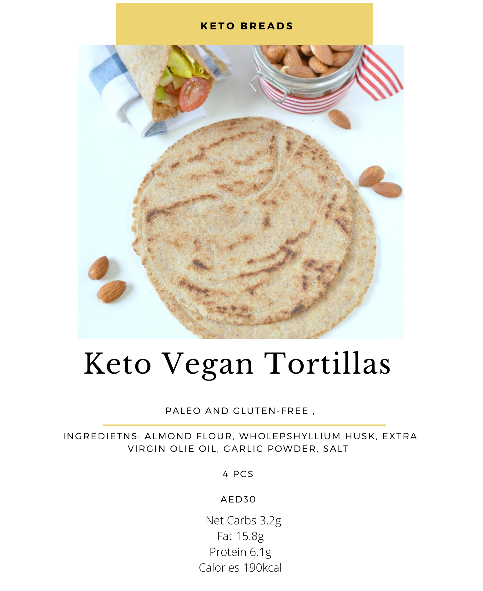 Gluten-free Vegan Keto Tortillas