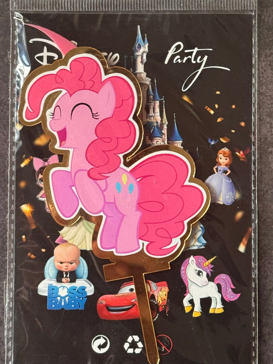 Acrylic pink ponny cake topper