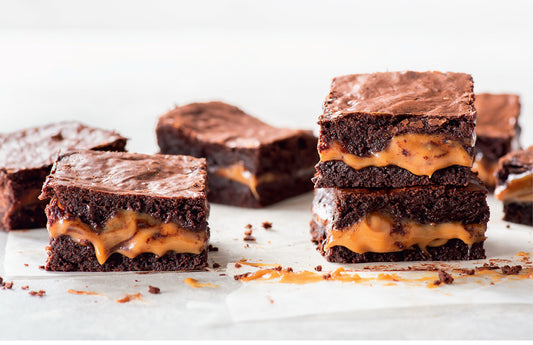 Gluten-free Salted Stuffed Caramel Brownies