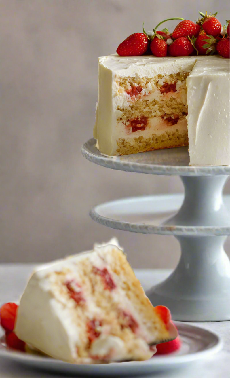 Low Calorie/High Protein Vanilla Strawberry Cake