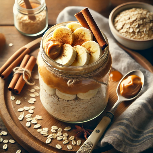 Homemade peanut butter and banana overnight gluten-free oats 