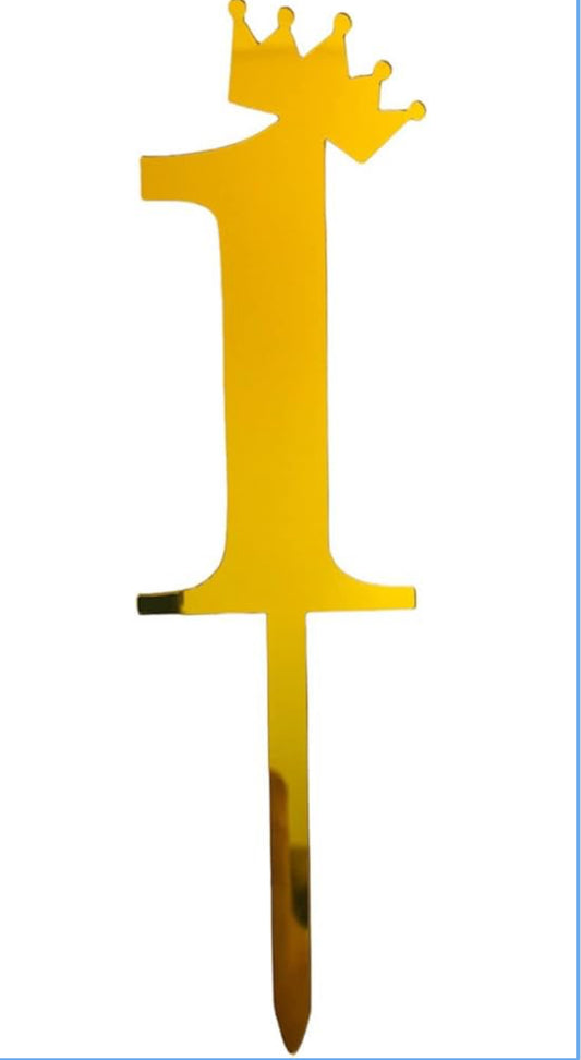 Acrylic golden number 1 cake topper