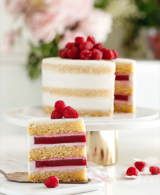Vegan Low Calorie Coconut Cream and Raspberry Cake