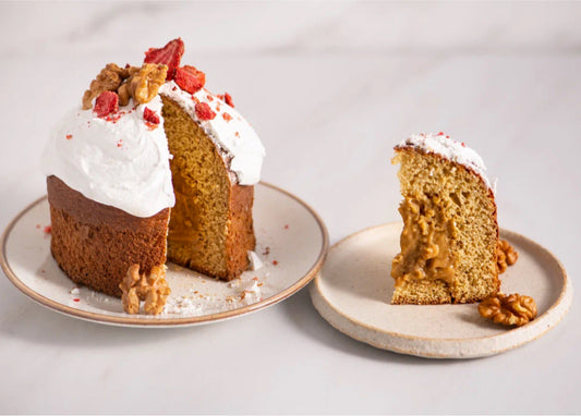 Low Calorie Gluten-Free Oat Easter Kulitch With Caramel Filling ( No Yeast)