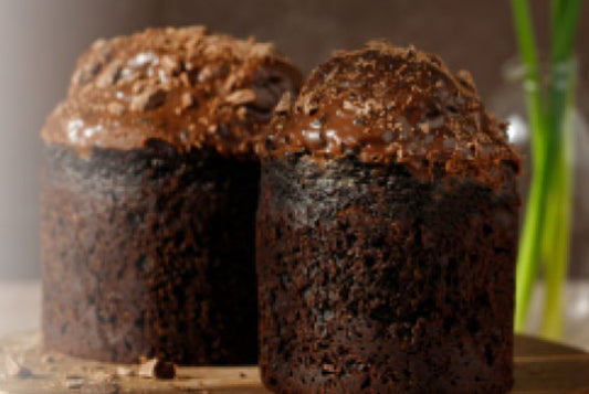Gluten-free low calorie double chocolate Easter cake, “Kulitch” with raspberries ( No Yeast)