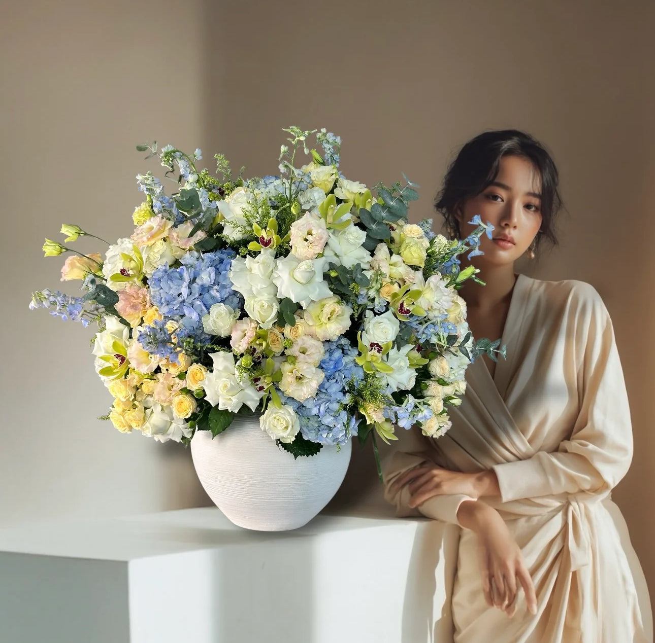 Azure Blush Flower Bouquet