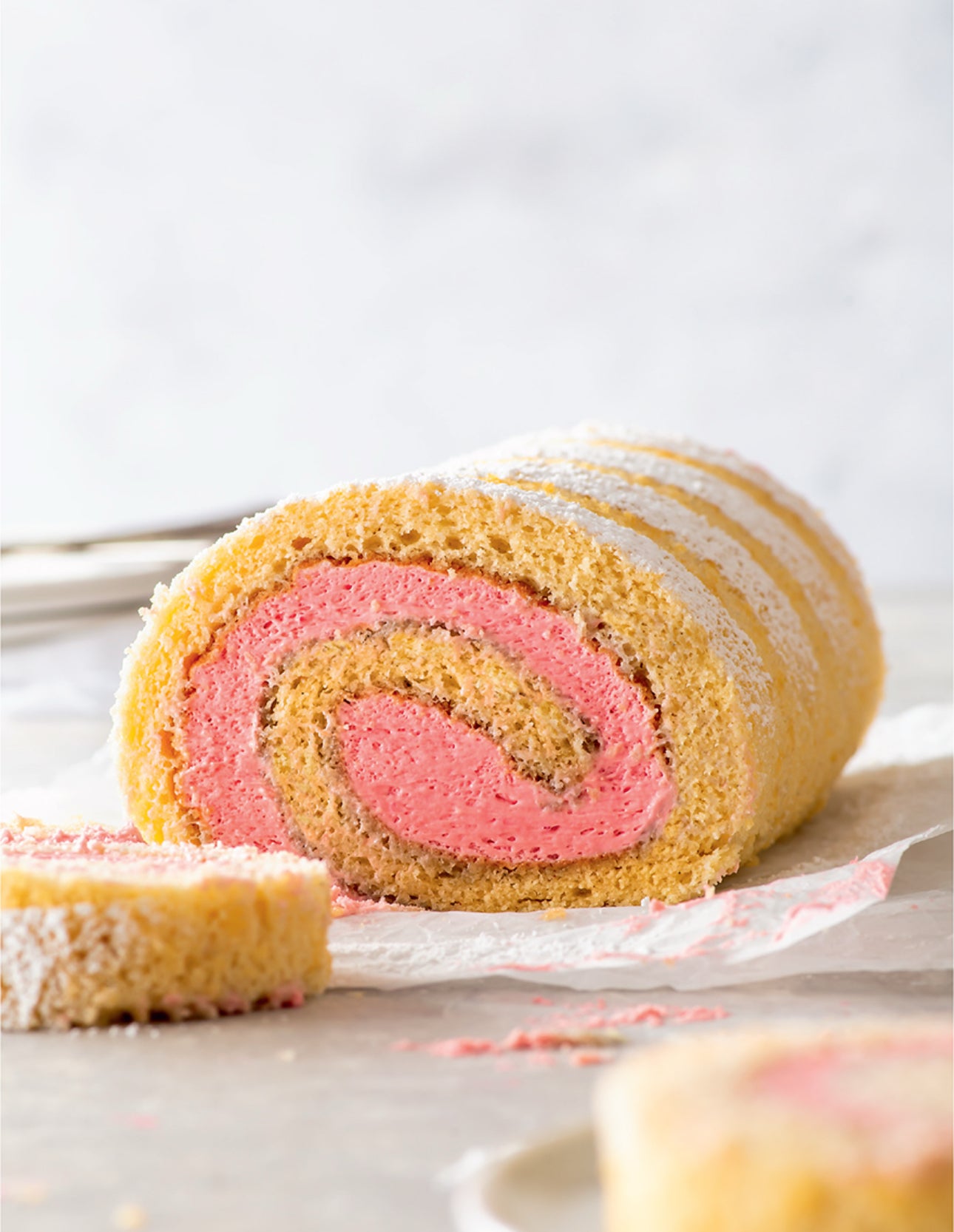 Gluten-free Vanilla Raspberry Swiss Roll