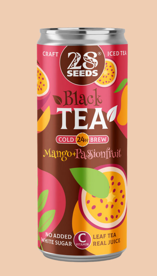 "28 SEEDS"  24-hour Crafted Wellness Cold Black Tea, Mango and Passionfruit flavour