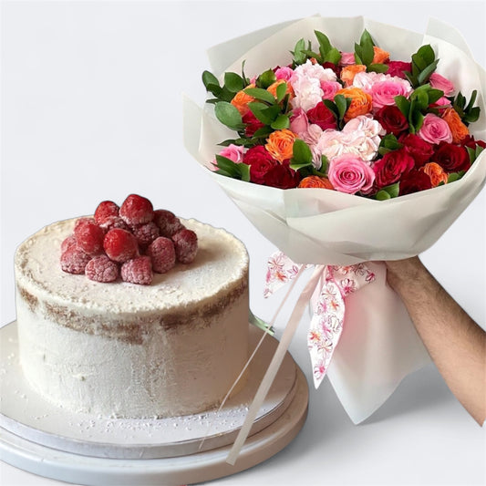 "Tropical Joy" Flowers and Coconut Raspberry Cake
