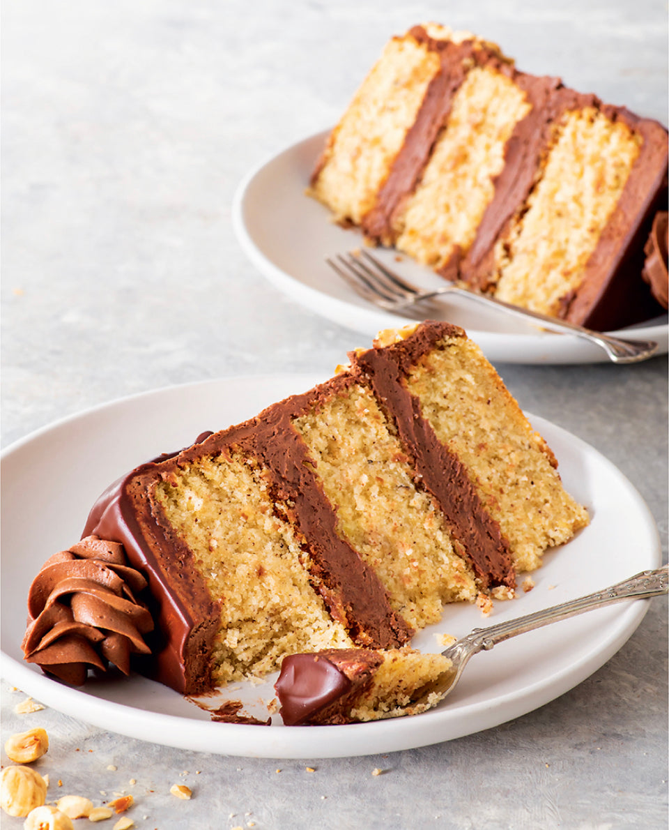 Gluten-free hazelnut and chocolate milk cake