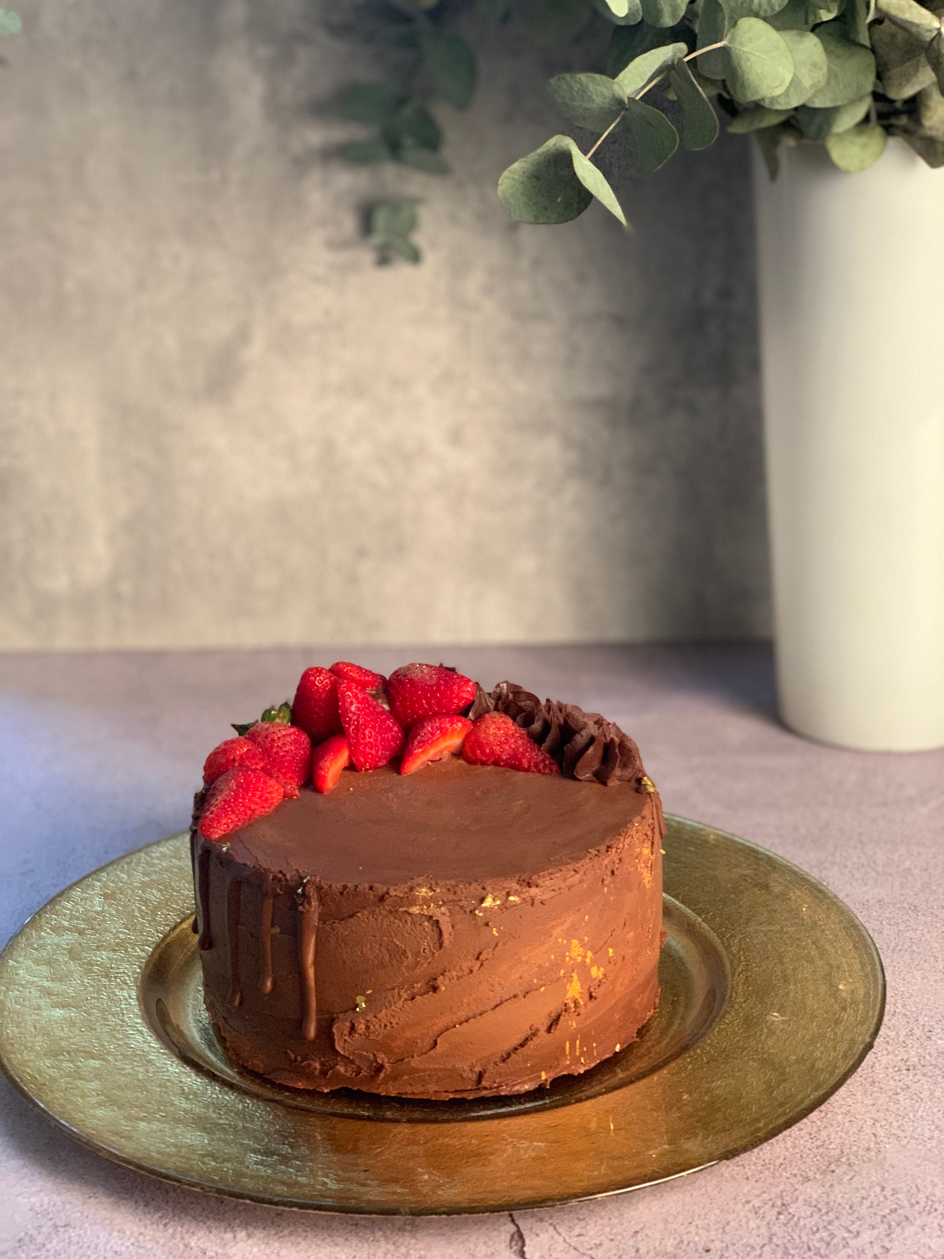 Keto Dairy free gf chocolate strawberry cake