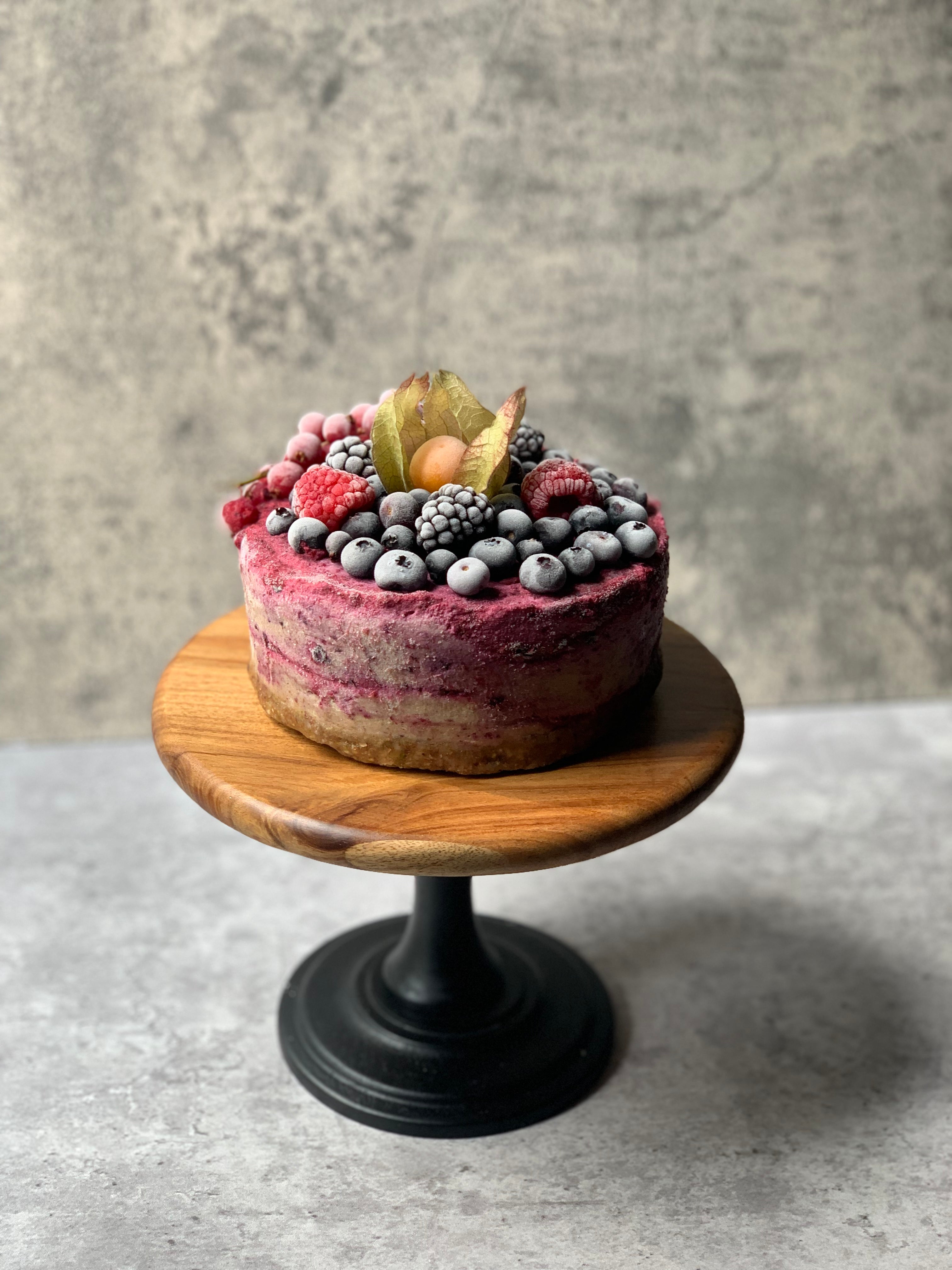 Mixed berry vegan refined-sugar-free ice cream cake