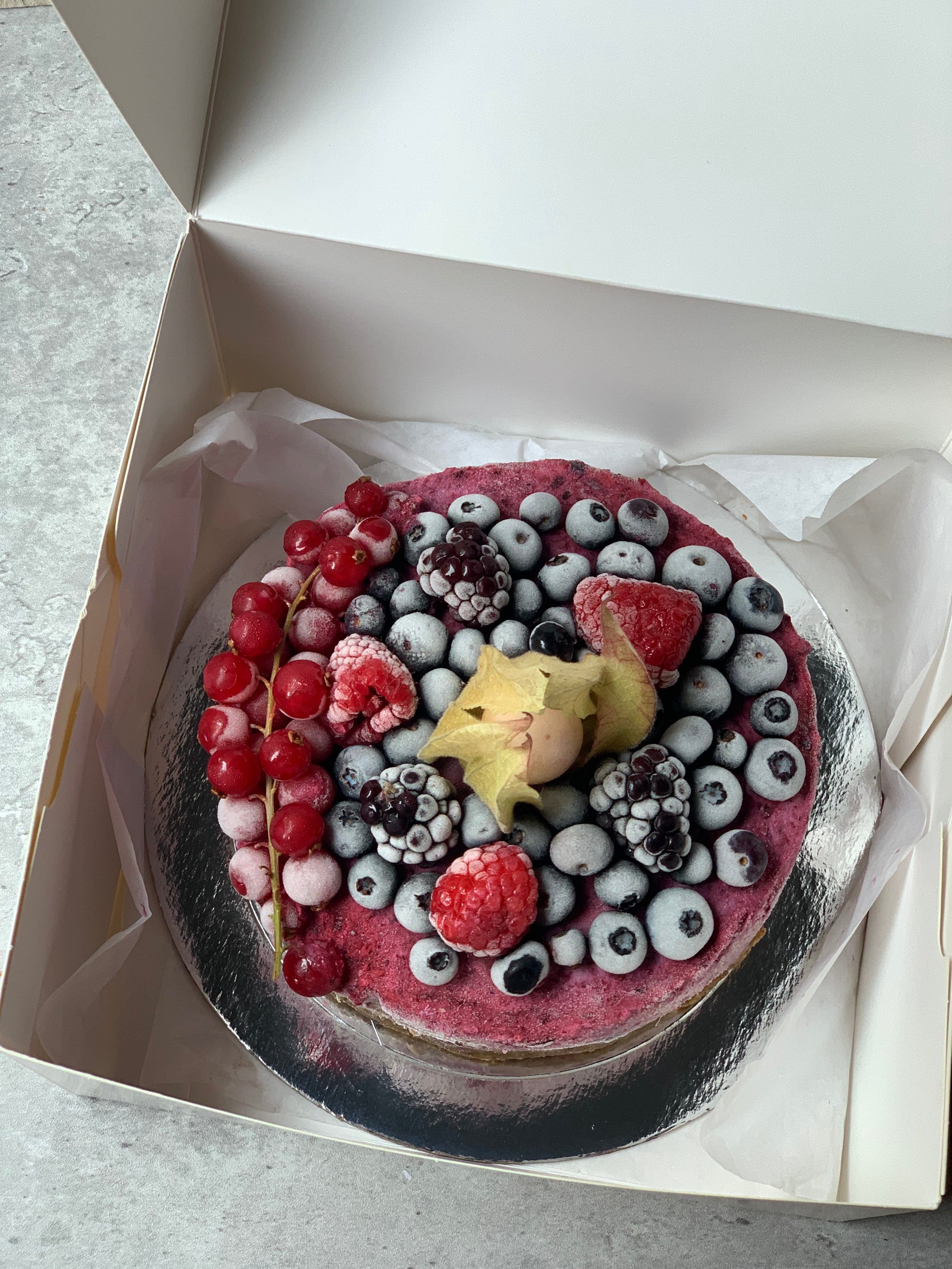 Mixed berry vegan refined-sugar-free ice cream cake