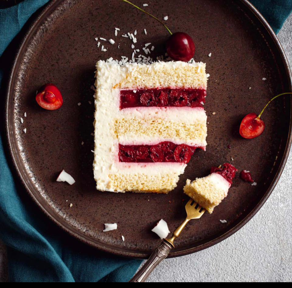 Gluten-free Low Calorie high protein Coconut Cherry Cake