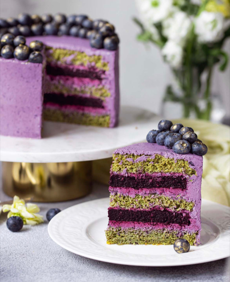 Vegan Blueberry Matcha Cake