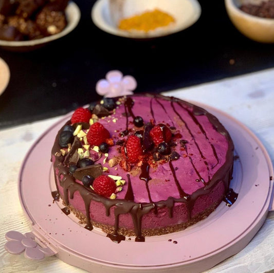 Vegan Blackcurrant chocolate granola cake