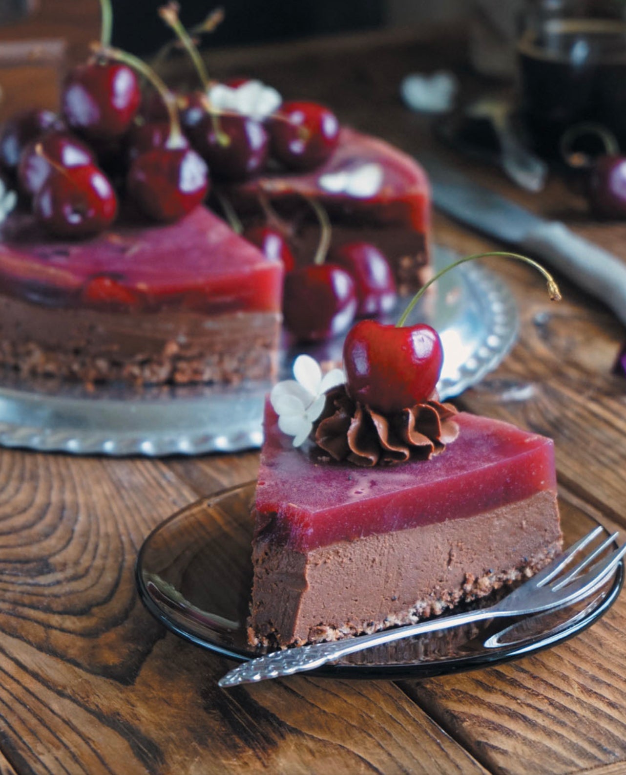 Vegan Chocolate Cherry Cheesecake