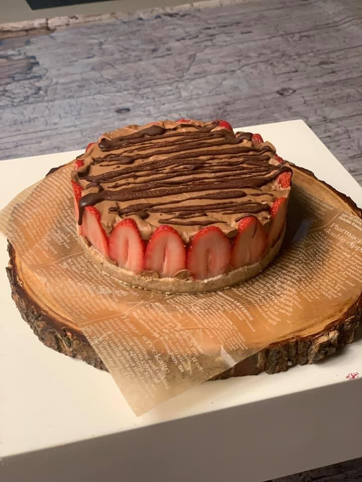 Keto Raw Vegan Chocolate Avocado Strawberry Cake