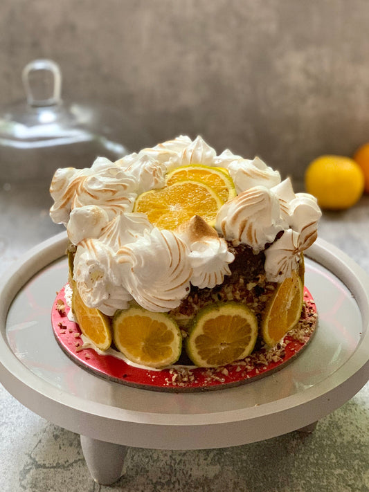 Dairy free gf Carrot Orange Meringue Cake